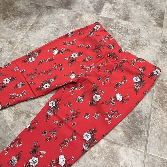 Jules & Leopold Red Floral Pull On Stretch Straight Leg Capri Pants Medium - Picture 3 of 8